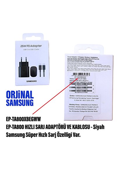 Samsung EP-TA800 Type-C Şarj Aleti 25W HIZLI - Type C Kablo Set (Samsung Türkiye Garantili)
