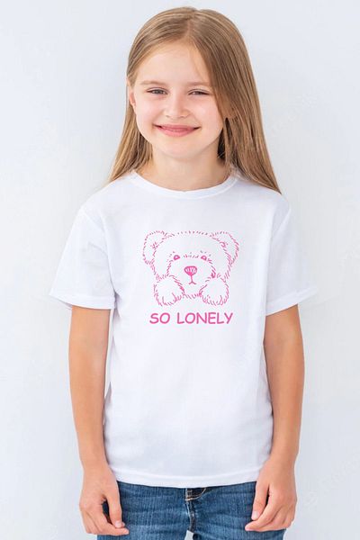 ROCKANDROLL Tricou pentru fetiță cu mânecă scurtă Lone Teddy White
