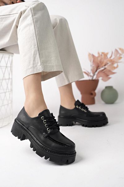 MUGGO Roller Guaranteed Women's Loafer Thick Sole Lace-Up Casual Casual Shoes