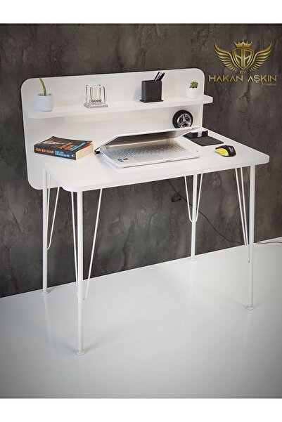 BY HAKAN AŞKIN Beyaz Metal Ayaklı 60x90 Cm White Angel - Çalışma Masası - 2024