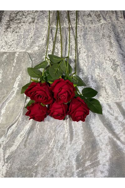 Yapay Buket 50 cm Red Velvet Luxury Rose - 5 τεμάχια με πραγματική εμφάνιση Big Head