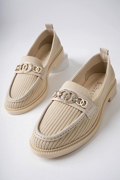 MUGGO Cameron Garantierte Strickwaren Strass Schnalle Damen Loafer Mokassin Freizeitschuhe