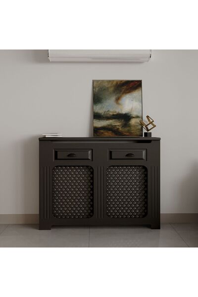 SCB Mobilya ÇEKMECE GÖRÜNÜMLÜ PETEK KAPLAMA ANTRASİT RENK SİYAH KULP