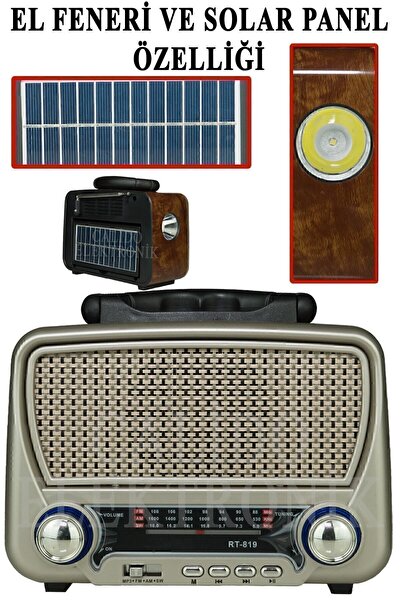 Calido Elektronik Rt-819 Radyo Solar Güneş Enerjili El Feneri Bluetooth Fm Ra...