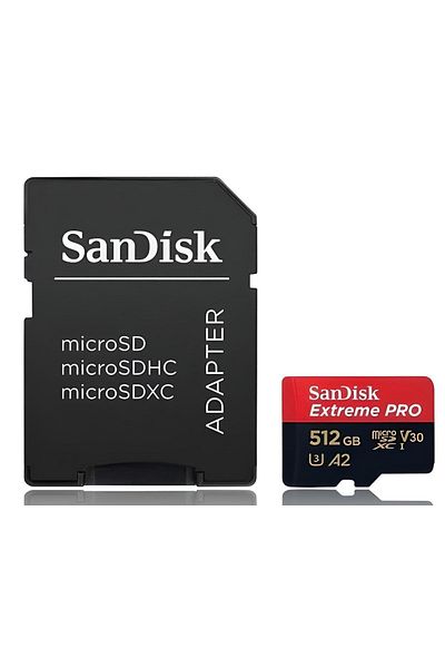 SanDisk بطاقة ذاكرة اكستريم برو 512 جيجابايت 200/140 ميجابايت/ثانية Microsdxc Uhs-i A2 V30 Sdsqxcd-512g-gn6ma