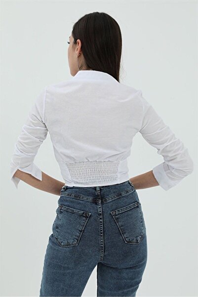 LITTLEMOON Πουκάμισο Crop με λεπτομέρεια Gipe με κορσέ