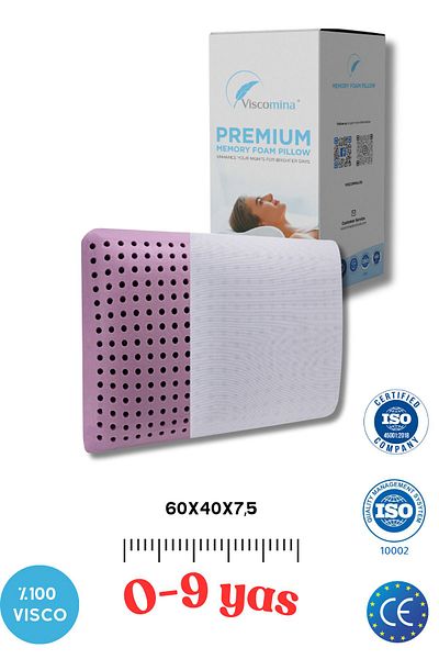 Viscomina 0-9 Years Old Children's Orthopedic Pillow - Viscose, Drop and Ocean Model 60X40X15 cm