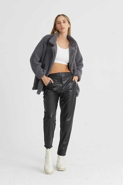 By Gecce Four Button Plush Coat LINED GRAY COAT