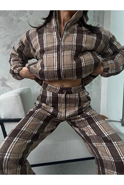 SHCENİ Plaid Bottom Top Set