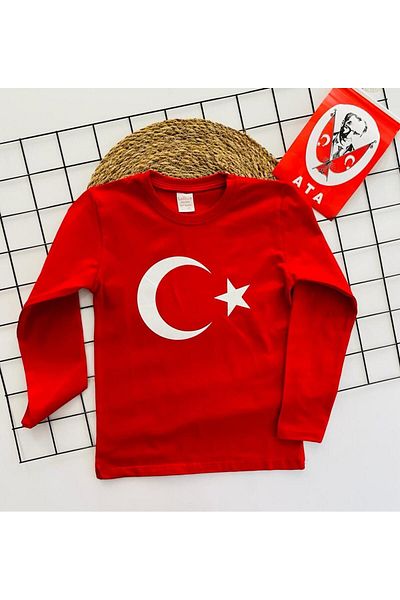 Miyakidsworld Crescent and Star Long Sleeve Combed Cotton T-Shirt 23 April 29 October Show Outfit