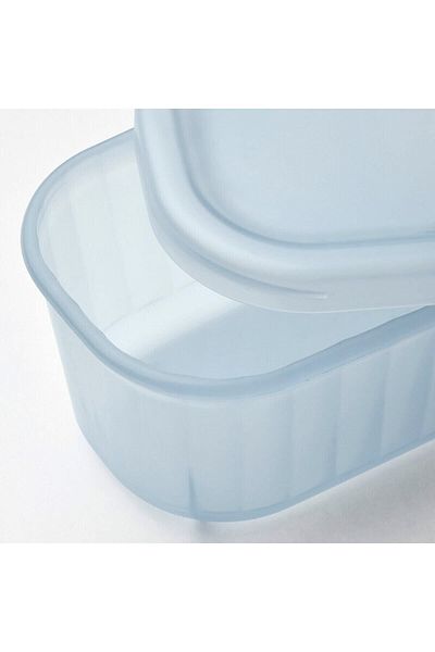 IKEA RYKTA 24X9X7 CM LIGHT BLUE TRANSPARENT LID MINI STORAGE BOX MULTI-PURPOSE BOX