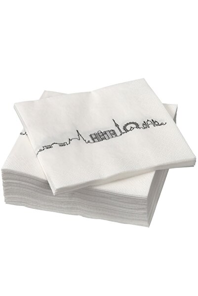 IKEA Fantastisk 33x33 Cm Viyana Manzarası 50 Adet 3 Katlı Beyaz Peçete 50 Ade...