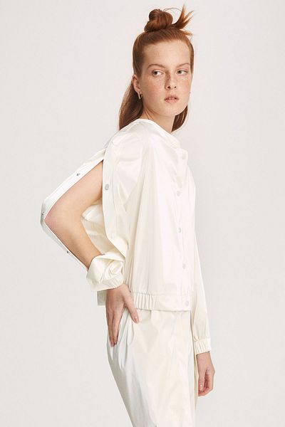 Perspective Lora Regular Fit Judge Collar Standard Size Ecru Color Women's Tracksuit Coat