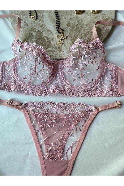 ARONA Çiçekli Brode Sütyen Takımı