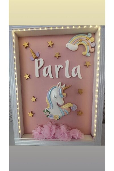 Özlem Unicorn Bebek Ledli Kapı Süsü Mdf Kokulutaş Pano