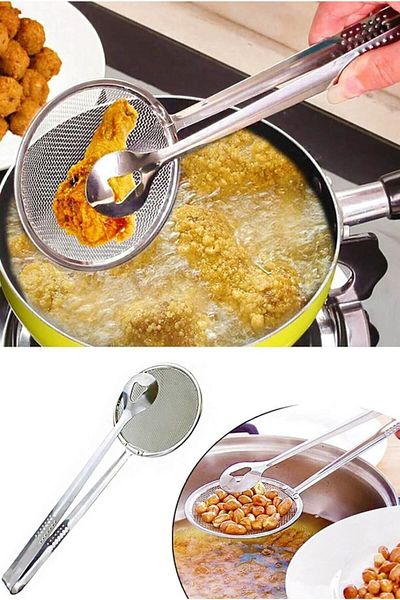 Hilamingo Home Boiling and Frying Tongs with Strainer Stainless Steel