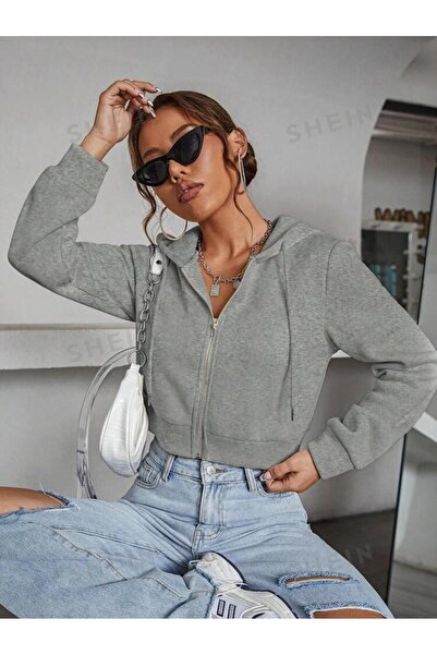 Machetta Women's Crop Cardigan - Hooded, Zippered, 3 Thread Raster