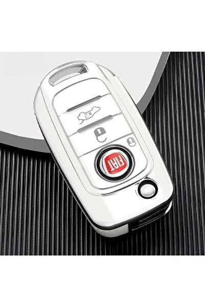 AYZ GARAGE Fiat Egea Tpu Malzeme Kırık Beyaz Anahtar Kılıfı (3 Tuşlu)