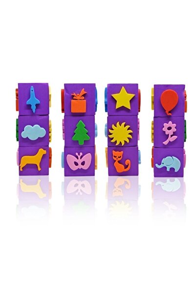 Craft and Arts Craft & Arts Eğlenceli Yıkanabilir Sünger Baskı 3 Küp