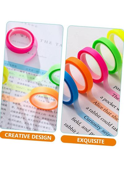 NaSaDAN 25 Meters Neon Colored 5-Piece Transparent Postit Set