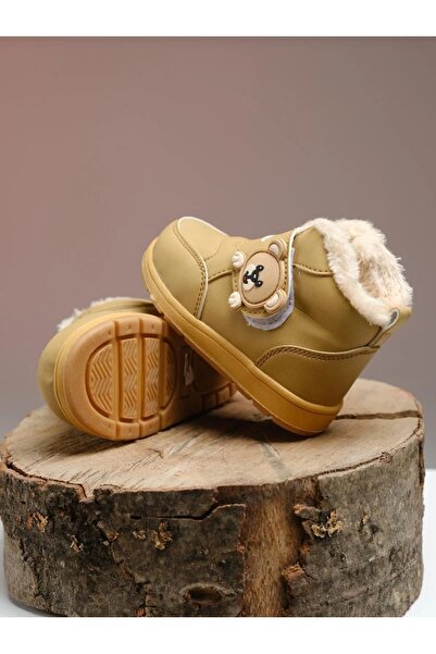 Elma Çocuk İçi Yünlü Kürklü Cırt Cırtlı Su Geçirmez Anatomik Bebek Çocuk Kışlık Bot Ayakkabı