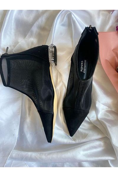 MUMMY CANDLE - Women's Black Transparent Zippered Stylish Boots