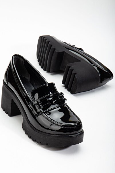 Lanina Дамски мокасини от черна лачена кожа - верижка, нов продукт