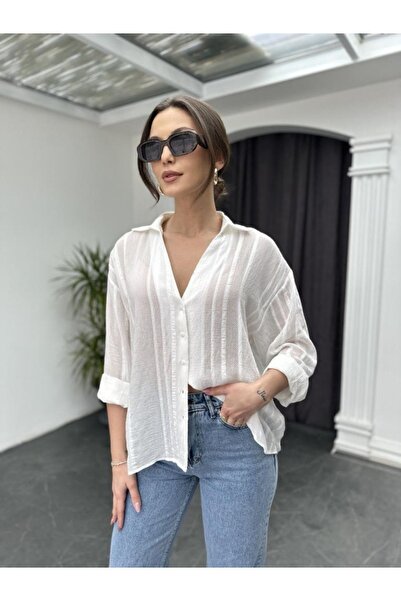 NİLS FASHİON TRANSPARAN GÖMLEK BEYAZ