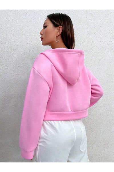 Machetta Women's Crop Cardigan - Hooded, Zippered, 3 Thread Raster