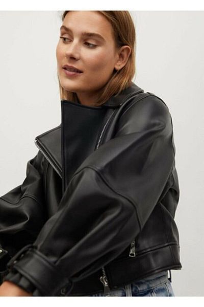 MaviFiDesign Schwarze Oversize-Lederjacke für Damen