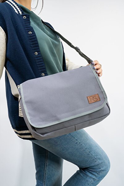 Rosmod Γκρι τσάντα χιαστί μεγάλου μεγέθους - καλής ποιότητας, δύο θέσεων