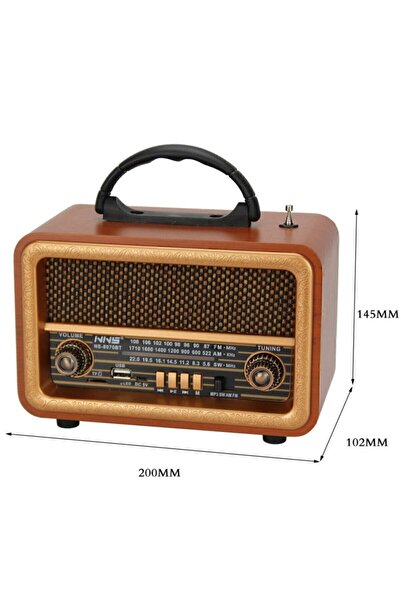 Genel Markalar Taşınabilir Nostaljik Fm Radyo Bluetooth Tf Kart Usb Destekli Ahşap Kasa Radyo