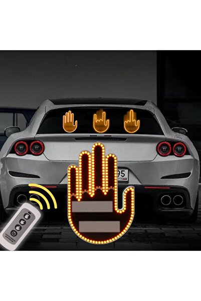 DEKOHOP El Orta Parmak Led Kumandalı Araç İçi Reflektör Arka Cam 205 LED 3 Modlu Eğlenceli Mesaj Gösterici