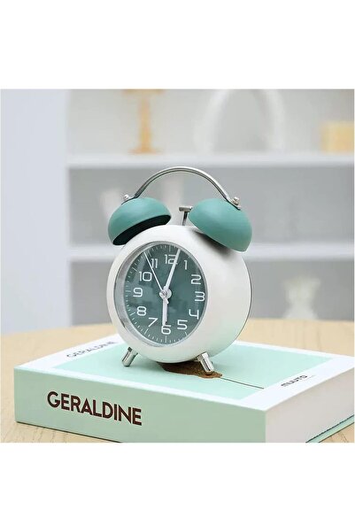 keyfim shop Dekoratif Işıklı Metal Masa Üstü Alarmlı Çalar Saat