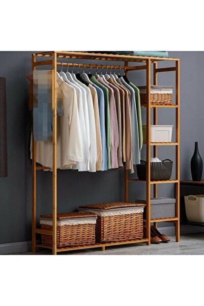 MFG AHŞAP Açık Ahşap Gardolap Çok Amaçlı Gardolap