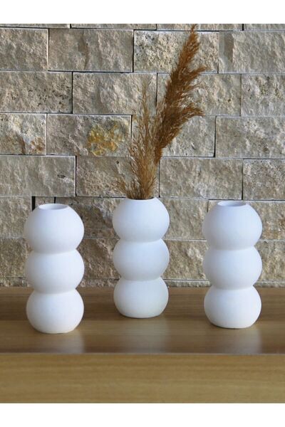 stonnish Raw White Bubble Vase - Set of 3