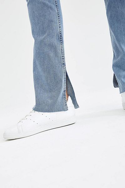 DRC trend Taiti Lycra Pantaloni largi de damă, albastru deschis, cu talie super înaltă, blugi din denim
