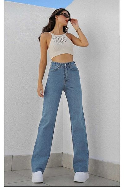 DRC trend Pantaloni negri Senhor Extra High Acaip Solmaz, rupti largi (SUPER HIGH NON-FADE)