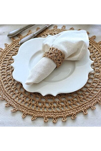 Mai Handmade مجموعة من 4 حلقات منديل ورقية بحبل منديل