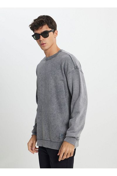 Lee Loose Fit Relaxed Cut Crew Neck 100% Cotton Anthracite Sweatshirt