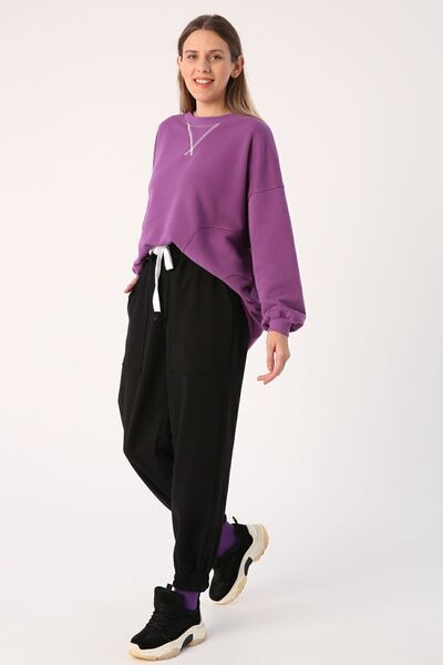 ALLDAY Siyah Büyük Cep Detaylı Eşofman Altı