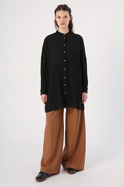ALLDAY Black Pocketed Collar Shirt Tunic