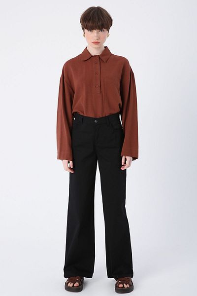 ALLDAY Pantaloni negri din bumbac cu buzunar lat din Lycra