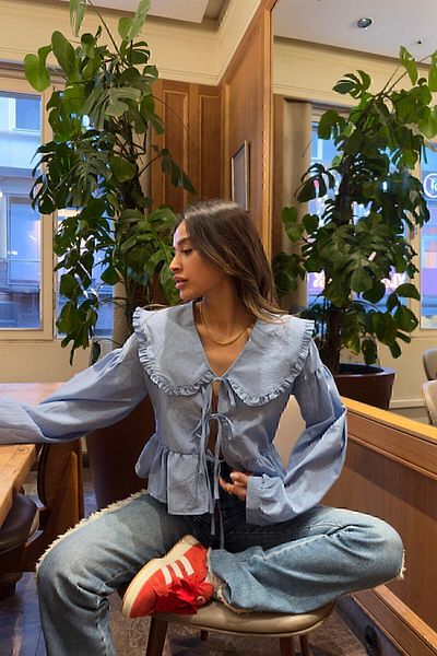 manana fashion Cămașă albastră din bumbac cu guler pentru copii