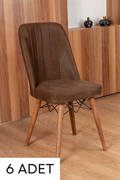 BERAZZİ Jev Serisi Mutfak Sandalyesi , Yemek Sandalyesi , 6 Adet Acı Kahve Sa...