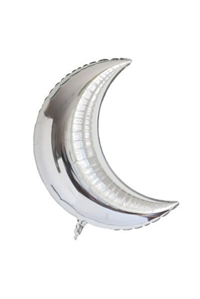 parti sürprizi بالون فضي على شكل نصف قمر من الفويل