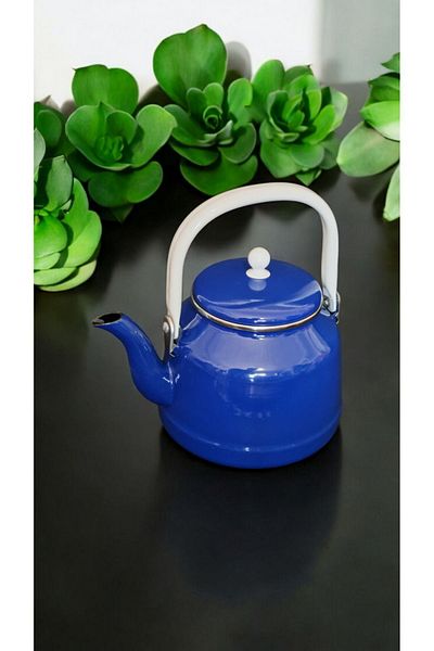 ALEV Enamel Vintage Teapot with Top Handle Dark Blue 2.5 Liter