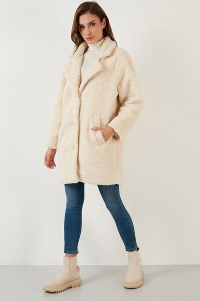 Lela Λούτρινο Teddy Coat - Oversized, με φόδρα και τσέπες, παλτό 497teddy