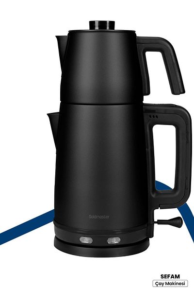 GOLDMASTER Sefam Black 2200 Watt Drip-Free Steel Tea Maker and Kettle with 25 Cup Capacity