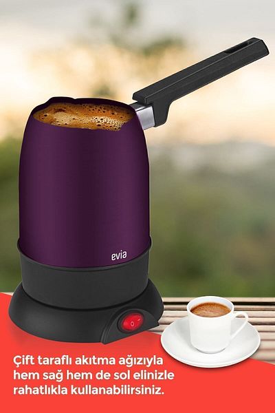 Evia Magnificent Purple 850 Watt Double Mouth Stainless Steel Electric Coffee Pot